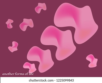 Minimal background vector design. Abstract gradient future forms with vibrant gradients. Spine dynamic 3d shapes original backdrop. Cosmic forms of life abstract neon image in blur pink and violet