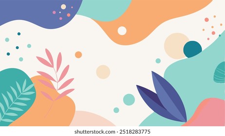 Minimal backgrounds with organic abstract shapes and sample text in pastel colors