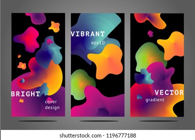 Minimal backgrounds set. Abstract future forms with vibrant gradients. Vertical banners collection.