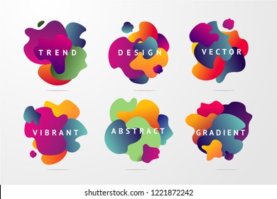 Minimal backgrounds set for cover, posters and logo. Color sign isolated on white. Abstract future forms with vibrant gradients.