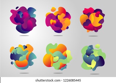 Minimal backgrounds set for cover, posters and logo. Color sign isolated on white. Abstract future forms with vibrant gradients.