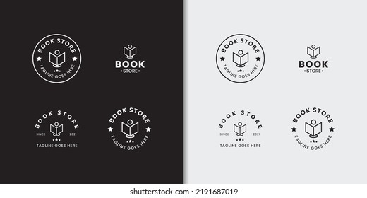 Plantilla mínima de diseño de conjunto de logotipos de librería 