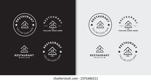 Minimal badge Restaurant Logo set design template 
