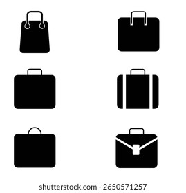 Minimal bag icon vector illustration in flat, modern style. Depicts a simple handbag, shopping bag, or tote with clean lines and versatile design. Ideal for e-commerce, fashion, shopping apps, UI UX