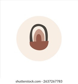 Minimal bag or pouch icon in earth tones. Perfect for accessory branding or packaging.