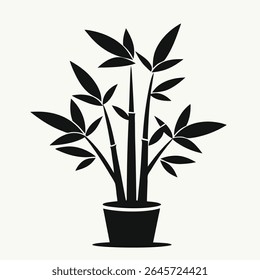 Minimal Bamboo Silhouette Icon – Nature Line Art on White
