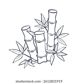 Minimal Bamboo Stalk Line Icon Doodle - Doodle Line Icon of Bamboo Stalks with Segmented