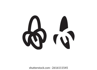 Minimal banana icons in outline and solid Vector