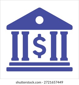 Icono mínimo del Vector del edificio del banco aislado en blanco