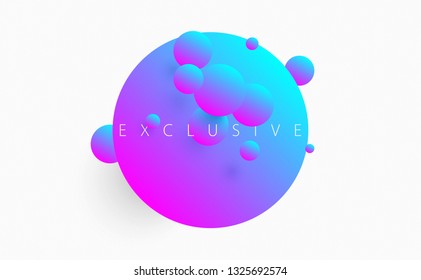Minimal banner with 3D style bubbles and text. Creative art for ad, promotion, social media, cover, web, sale, marketing, offer, billboard.