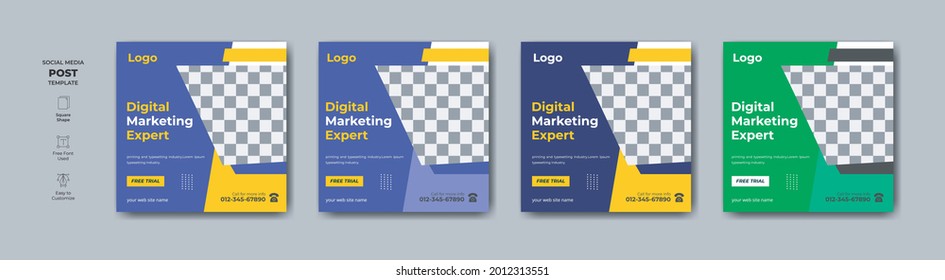 Minimal banner design post with colour options. Attractive templates social media banner with image space .