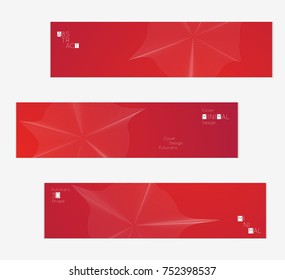 Minimal banner templates with futuristic 3D meshes. Abstract grid shape on bright gradient background. Social media web banner. Future geometric design.
