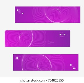 Minimal banner templates with futuristic 3D meshes. Abstract grid shape on bright gradient background. Social media web banner. Future geometric design.