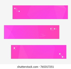 Minimal banner templates with futuristic 3D meshes. Abstract grid shape on bright gradient background. Social media web banner. Future geometric design.