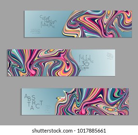Minimal banner templates with marble striped texture. Abstract bright color splash background. Social media web banner. Future geometric design with marbling pattern.