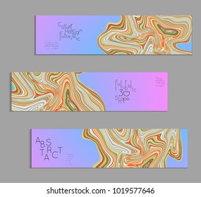 Minimal banner templates with marble striped texture. Abstract bright color splash background. Social media web banner. Future geometric design with marbling pattern.