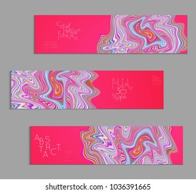 Minimal banner templates with marble striped texture. Abstract bright color splash background. Social media web banner. Future geometric design with marbling pattern.