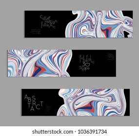 Minimal banner templates with marble striped texture. Abstract bright color splash background. Social media web banner. Future geometric design with marbling pattern.