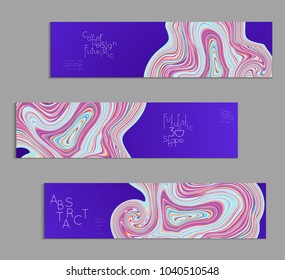 Minimal banner templates with marble striped texture. Abstract bright color splash background. Social media web banner. Future geometric design with marbling pattern.