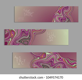 Minimal banner templates with marble striped texture. Abstract bright color splash background. Social media web banner. Future geometric design with marbling pattern.
