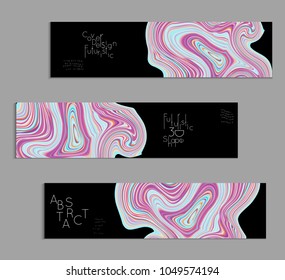 Minimal banner templates with marble striped texture. Abstract bright color splash background. Social media web banner. Future geometric design with marbling pattern.