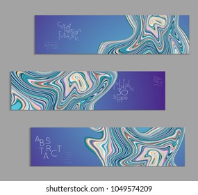 Minimal banner templates with marble striped texture. Abstract bright color splash background. Social media web banner. Future geometric design with marbling pattern.