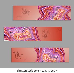 Minimal banner templates with marble striped texture. Abstract bright color splash background. Social media web banner. Future geometric design with marbling pattern.