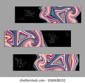 Minimal banner templates with marble striped texture. Abstract bright color splash background. Social media web banner. Future geometric design with marbling pattern.