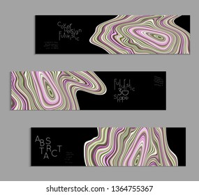 Minimal banner templates with marble striped texture. Abstract bright color splash background. Social media web banner. Future geometric design with marbling pattern.