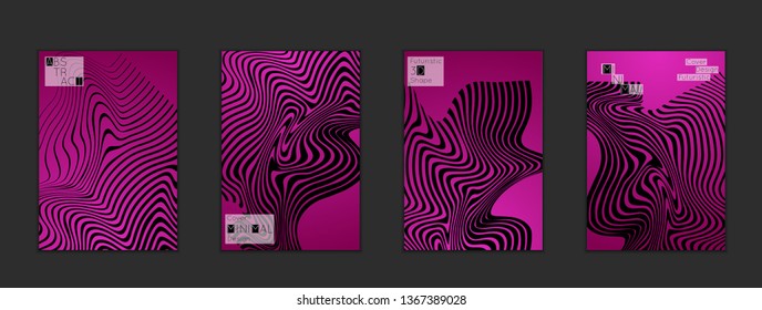 Minimal banner templates with marble striped texture. Abstract bright color splash background. Social media web banner. Future geometric design with black marbling pattern on gradient backdrop.