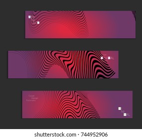 Minimal banner templates with marble striped texture. Abstract bright color splash background. Social media web banner. Future geometric design with black marbling pattern on gradient backdrop.