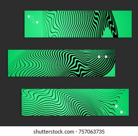 Minimal banner templates with marble striped texture. Abstract bright color splash background. Social media web banner. Future geometric design with black marbling pattern on gradient backdrop.