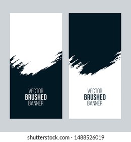 Minimal banners with brush strokes. Black and white banner design.