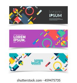 Minimal banners set. Colorful geometric shapes in motion. Eps10 vector illustration.