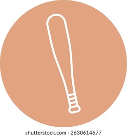Minimal baseball bat icon on beige circular background