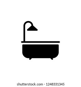 Minimal bath tub shower vector icon in solid/glyph style
