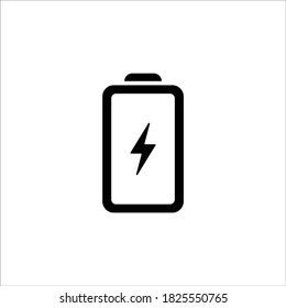 Minimales Vektorsymbol für Akku. Akkulinie Symbol mit einem elektrischen Schild in der Mitte. EPS10
