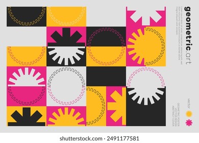 Minimal Bauhaus Abstract Poster. Swiss Design composition with Geometric Shapes. Modern Pattern. Optical Illusion Background.