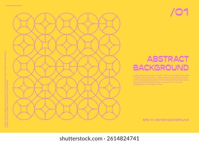 Minimal Bauhaus Abstract Posters. Optical Illusion vector Background. Swiss Design composition with geometric shapes vector yellow bg.
