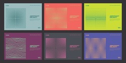 Minimal Bauhaus Abstract Posters Set. Swiss Design composition with geometric shapes. Optical Illusion Background.