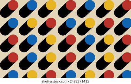 Minimal Bauhaus Abstract Posters Set. Swiss Design composition with geometric shapes. Modern pattern. Optical Illusion Background. 