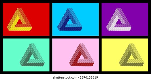 Minimal Bauhaus Abstract Posters Set. Swiss Design composition with geometric shapes. Modern pattern. Optical Illusion Background.
