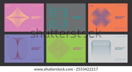 Minimal Bauhaus Abstract Posters Set. Swiss Design composition with geometric shapes. Optical Illusion Background.