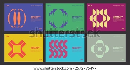 Minimal Bauhaus Abstract Posters Set. Swiss Design composition with geometric shapes. Optical Illusion Background.