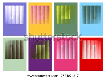 Minimal Bauhaus Abstract Posters Set. Swiss Design composition with geometric shapes. Modern pattern. Optical Illusion Background