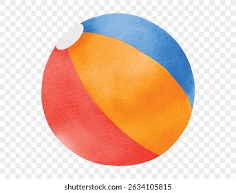 Minimal beach ball design with orange, red, and blue colors, ideal for playful summer graphics and illustrations.vector