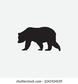 Minimal bear icon, shadow, bear simble design, bear shadow or logo