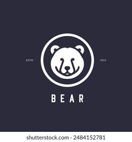 Minimal Bear Logo Design Vector