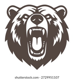 Ilustración vectorial mínima de la silueta del oso en negro sobre fondo blanco, Vector audaz de la silueta del oso . Icono de silueta de oso fuerte, diseño de Vector de silueta de oso salvaje para marcas de exterior y aventura