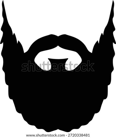 Minimal Beard Silhouette Icon, Hipster Facial Hair Logo in Black Style